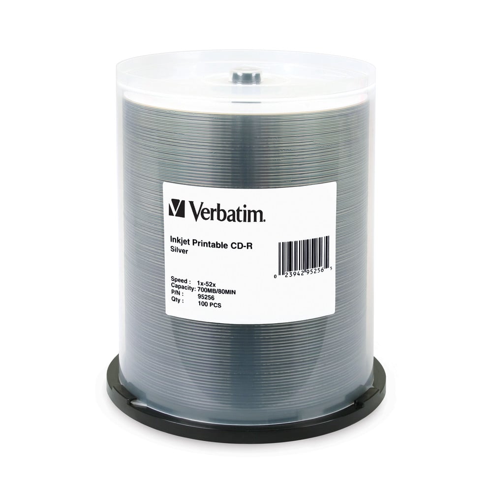 Verbatim Silver Inkjet Printable 52X CD R 400 Per Box CD Solutions