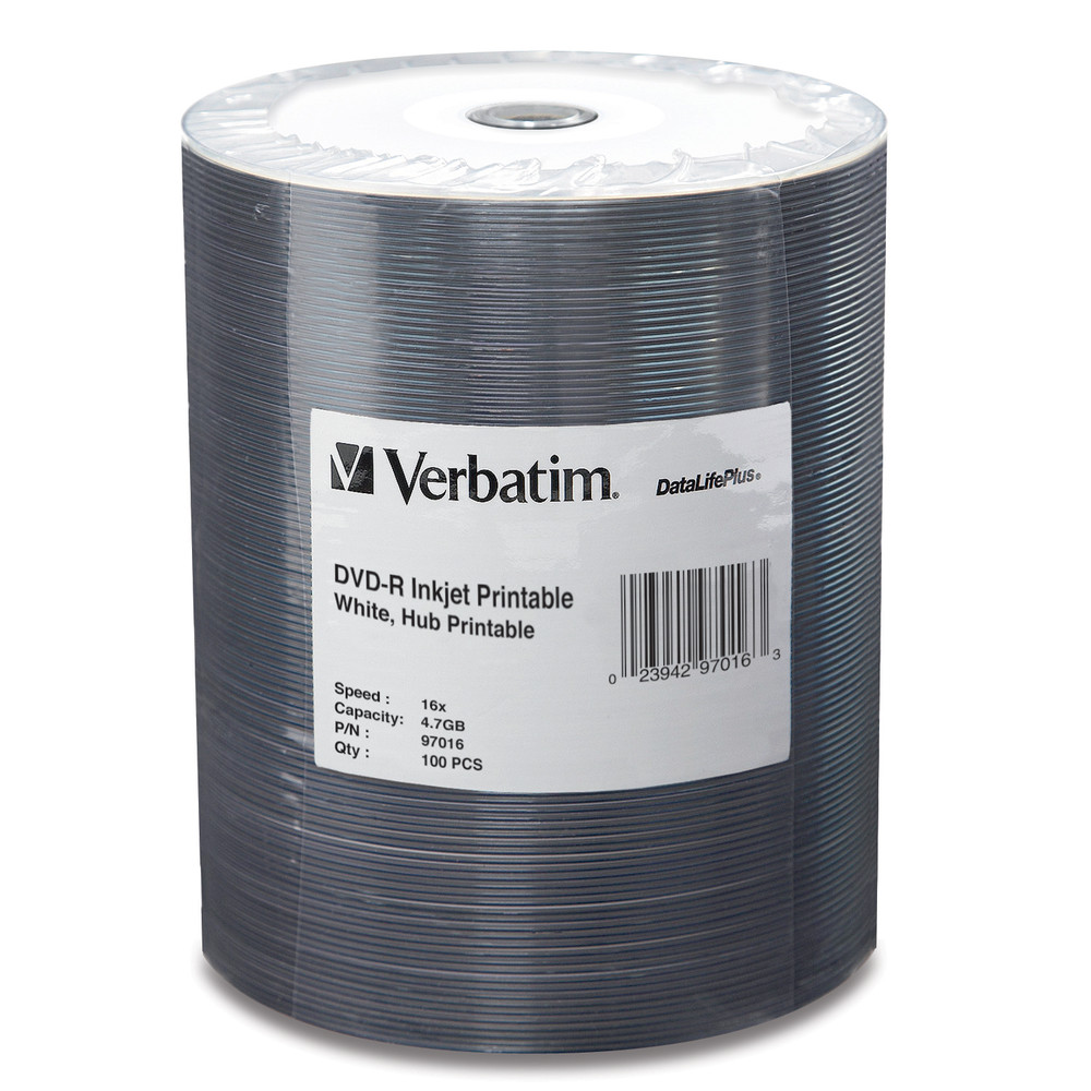 Verbatim White Inkjet 16X DVD R Hub Printable 600 Count Box CD