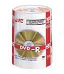 JVC Premium Grade DVD-R, 16X, Gold Lacquer, 100-Disc Spindles, Branded, QTY 600