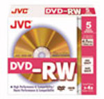 JVC Premium Grade DVD-RW, 2-4X, Gold Lacquer, Slimline Jewel Case, Branded, QTY 100