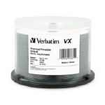 Verbatim VX White Thermal Hub Printable 16X DVD-R, 200 per Box